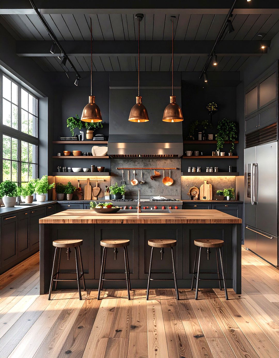 Black Shiplap Restaurant Style Kitchen - 24 Black Shiplap Wall Ideas