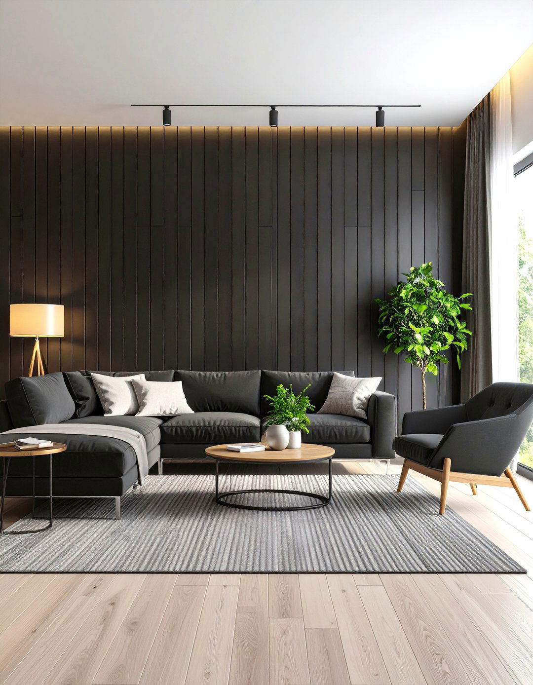 Black Shiplap Vertical Living Room Accent - 24 Black Shiplap Wall Ideas