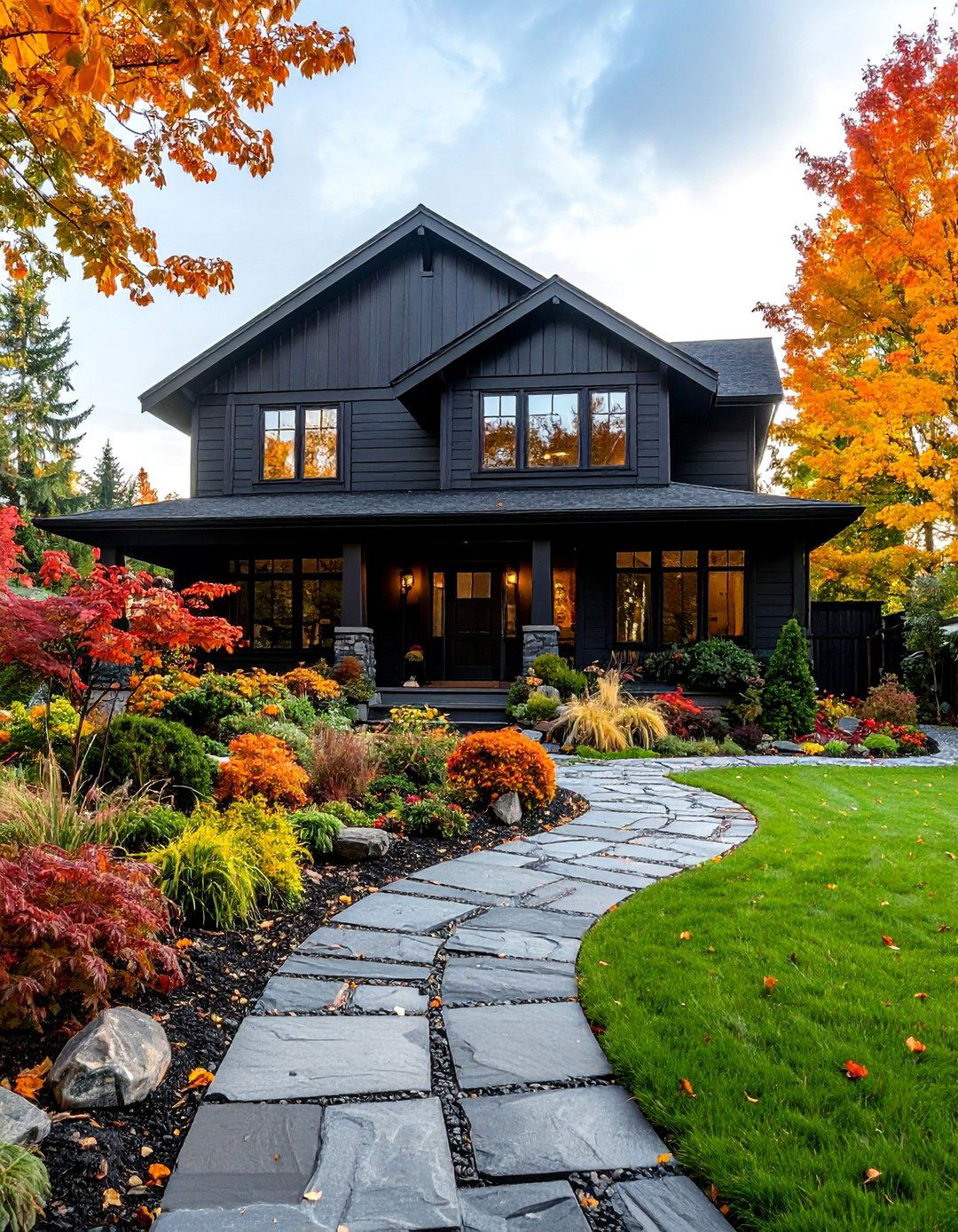 Black Siding with Natural Landscaping - 24 black siding house ideas