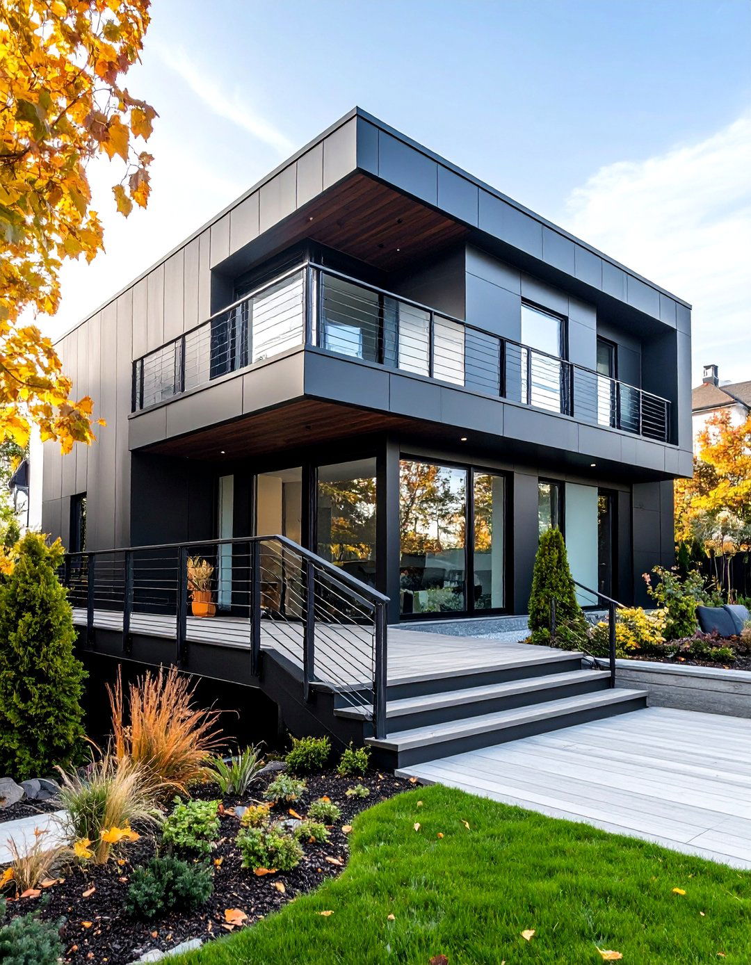 Black Siding with Steel Accents - 24 black siding house ideas