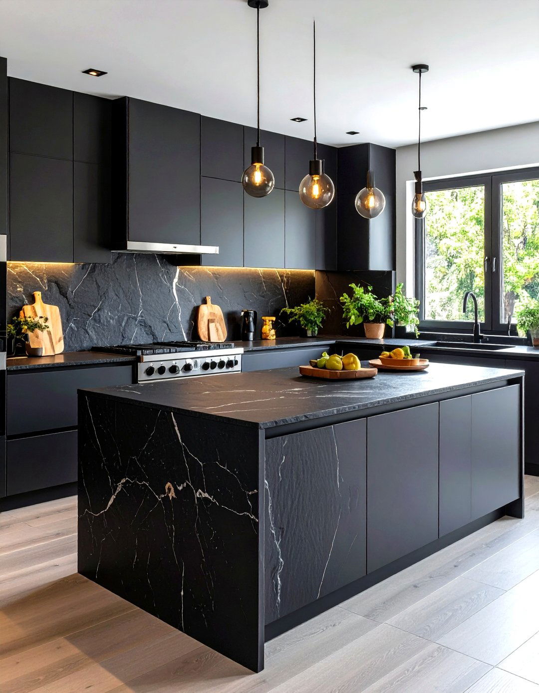 Black Slate Backsplash Texture - 24 Kitchen With Black Backsplash