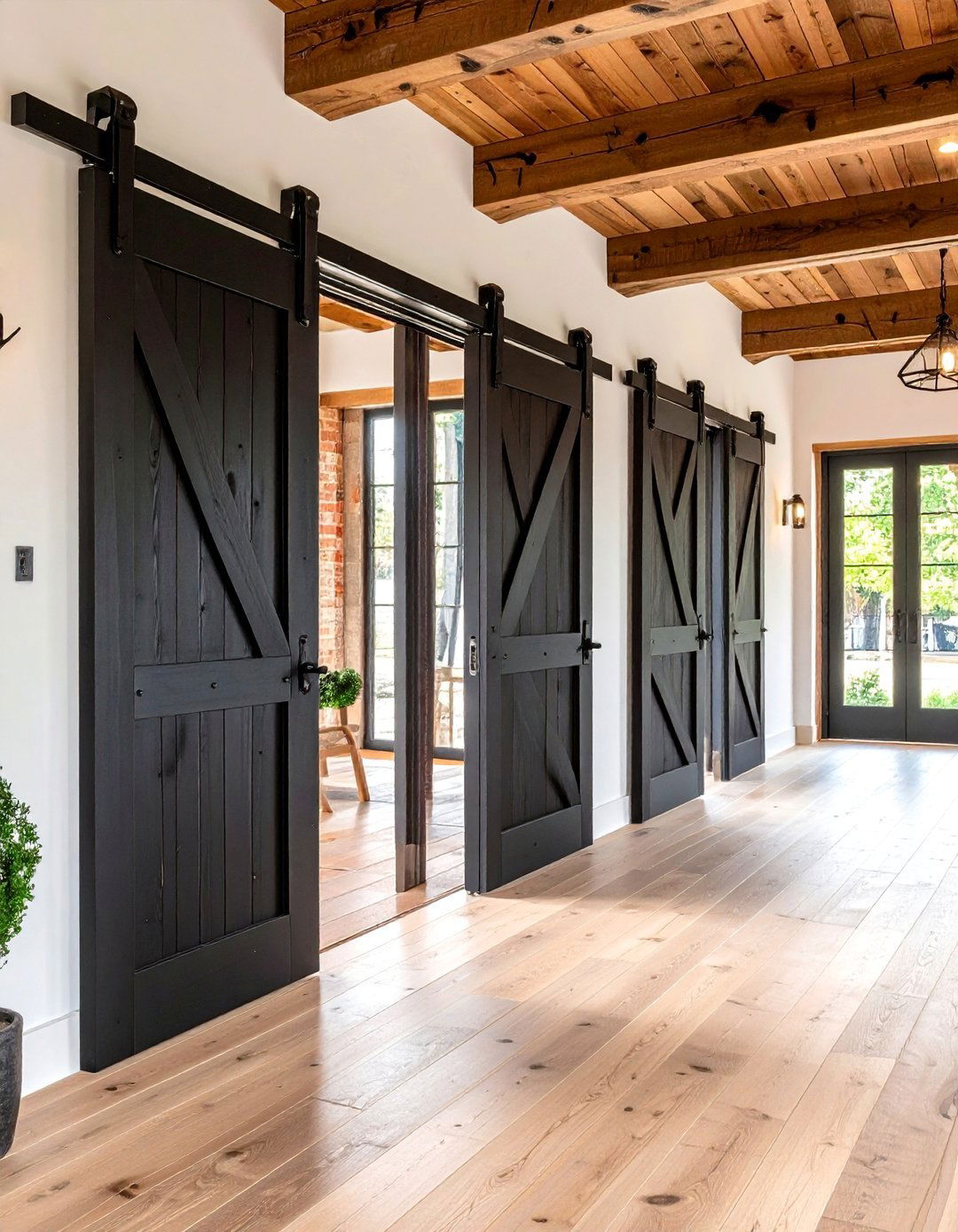 Black Sliding Barn Doors - 24 Black Hallway Ideas