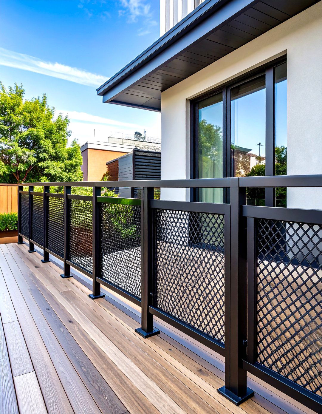 Black Stainless Steel Mesh Railing Panels - 24 black deck railing ideas