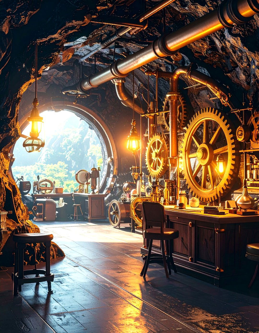 Black Steampunk Adventure Cave - 24 Black Man Cave Ideas