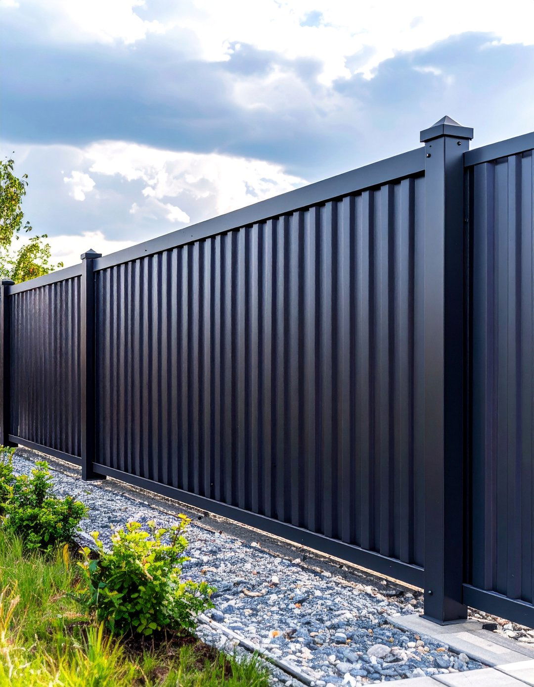 Black Steel Corrugated Industrial Fence - 24 Black Fence Ideas