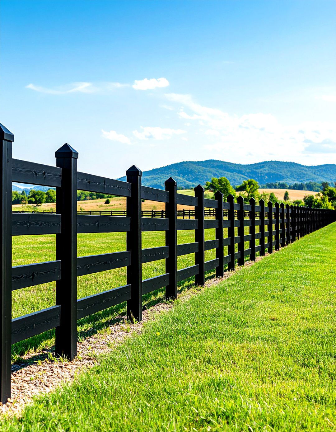 Black Steel Rail Ranch Fence - 24 Black Fence Ideas