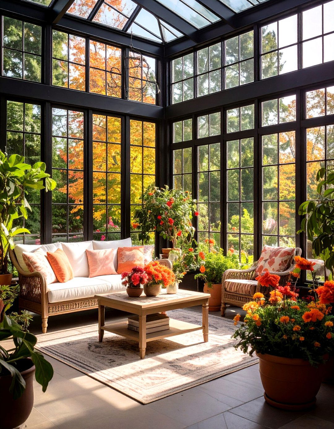 Black Steel Window Frames Sunroom - 24 Mid-century Modern Sunroom Ideas