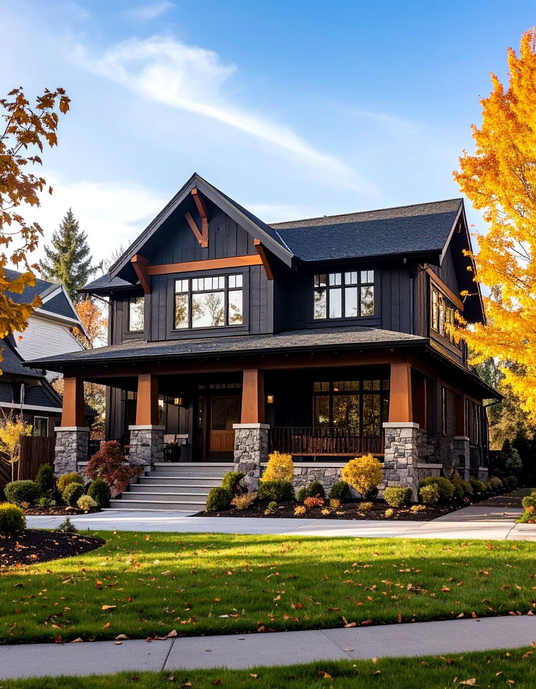 Black Stucco Contemporary Craftsman - 24 Black Stucco House Ideas