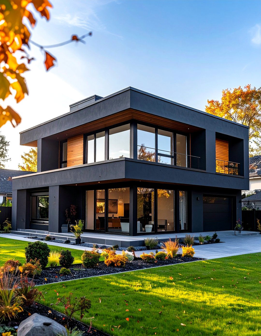 Black Stucco Flat Roof Modern - 24 Black Stucco House Ideas