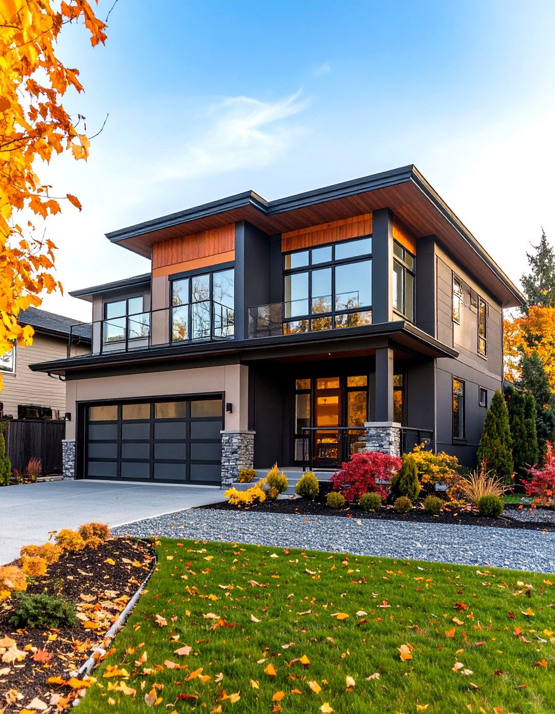 Black Stucco Two Story Contemporary - 24 Black Stucco House Ideas