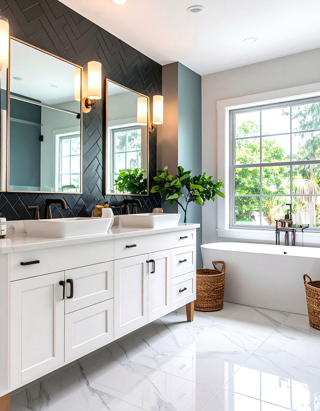 Black Subway Tile Backsplash - 24 black powder room ideas
