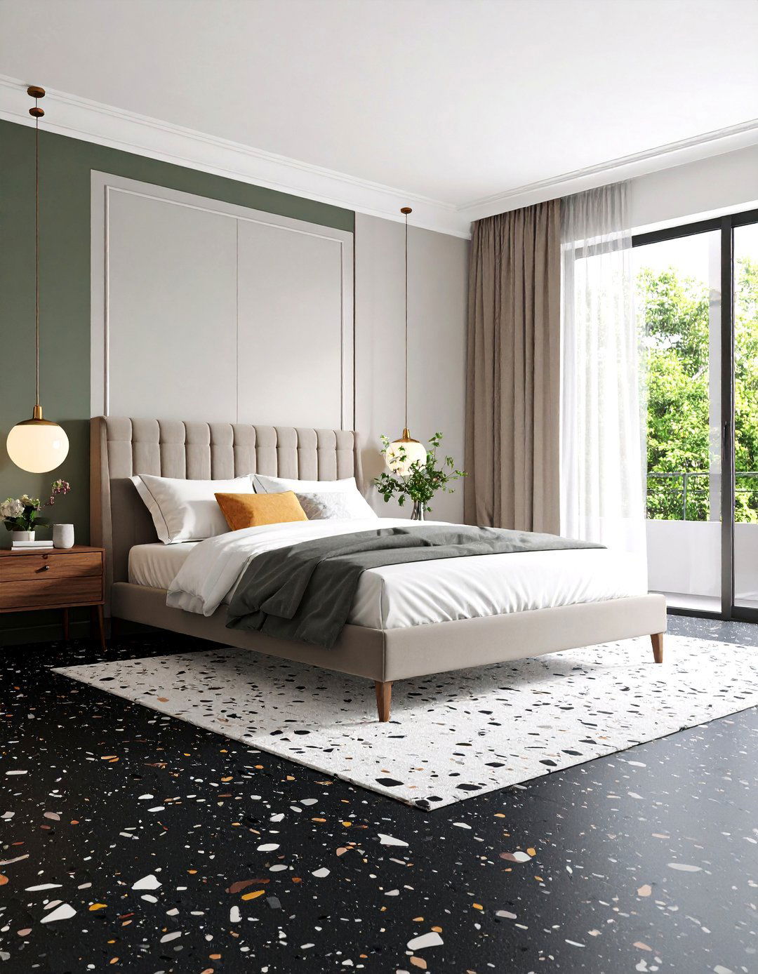Black Terrazzo Bedroom Flooring - 24 Black Floor Bedroom Ideas