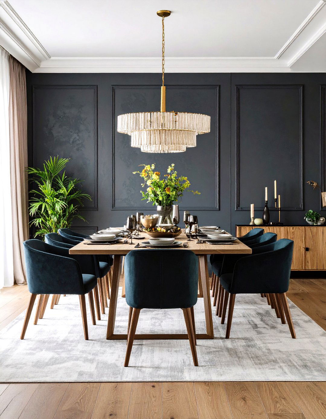Black Textured Plaster Accent Wall - 24 Black Accent Wall Dining Room Ideas