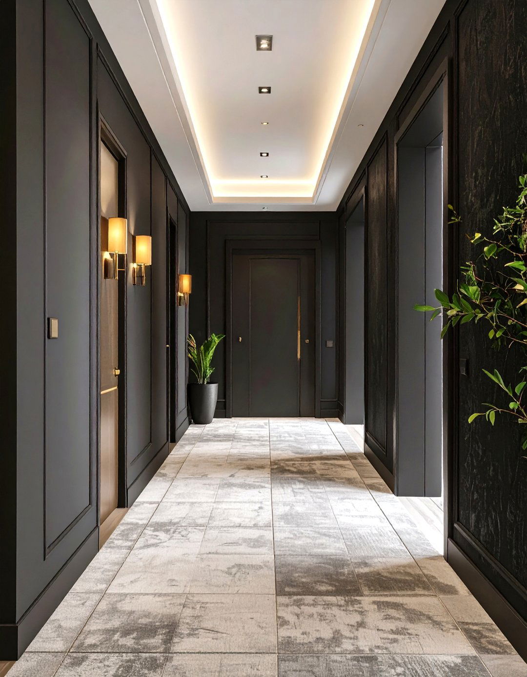 Black Textured Wall Treatments - 24 Black Hallway Ideas