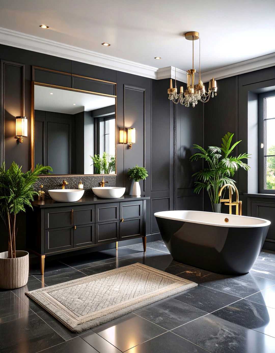 Black Tile Half Wall Treatments - 24 Black Tile Bathroom Ideas
