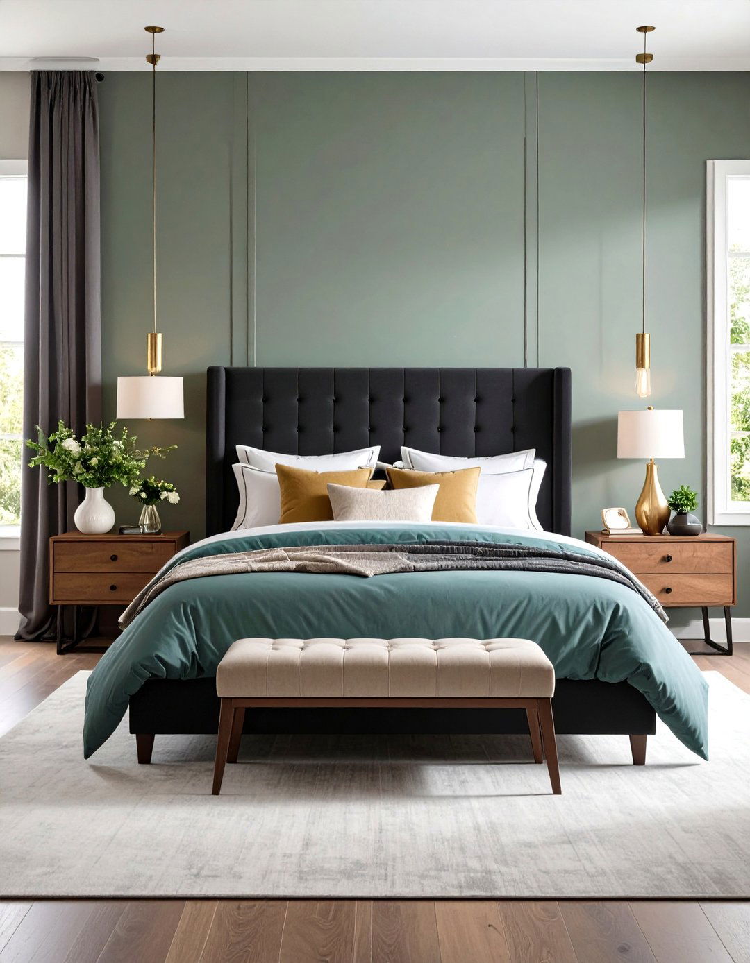 Black Transitional Bedroom Style - 24 Black Headboard Bedroom Ideas