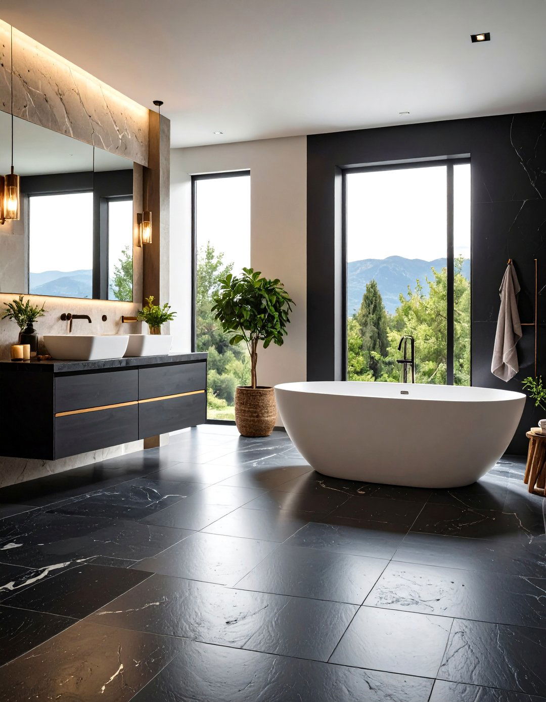 Black Travertine Bathroom Floor Tiles - 24 Black Floor Bathroom Ideas