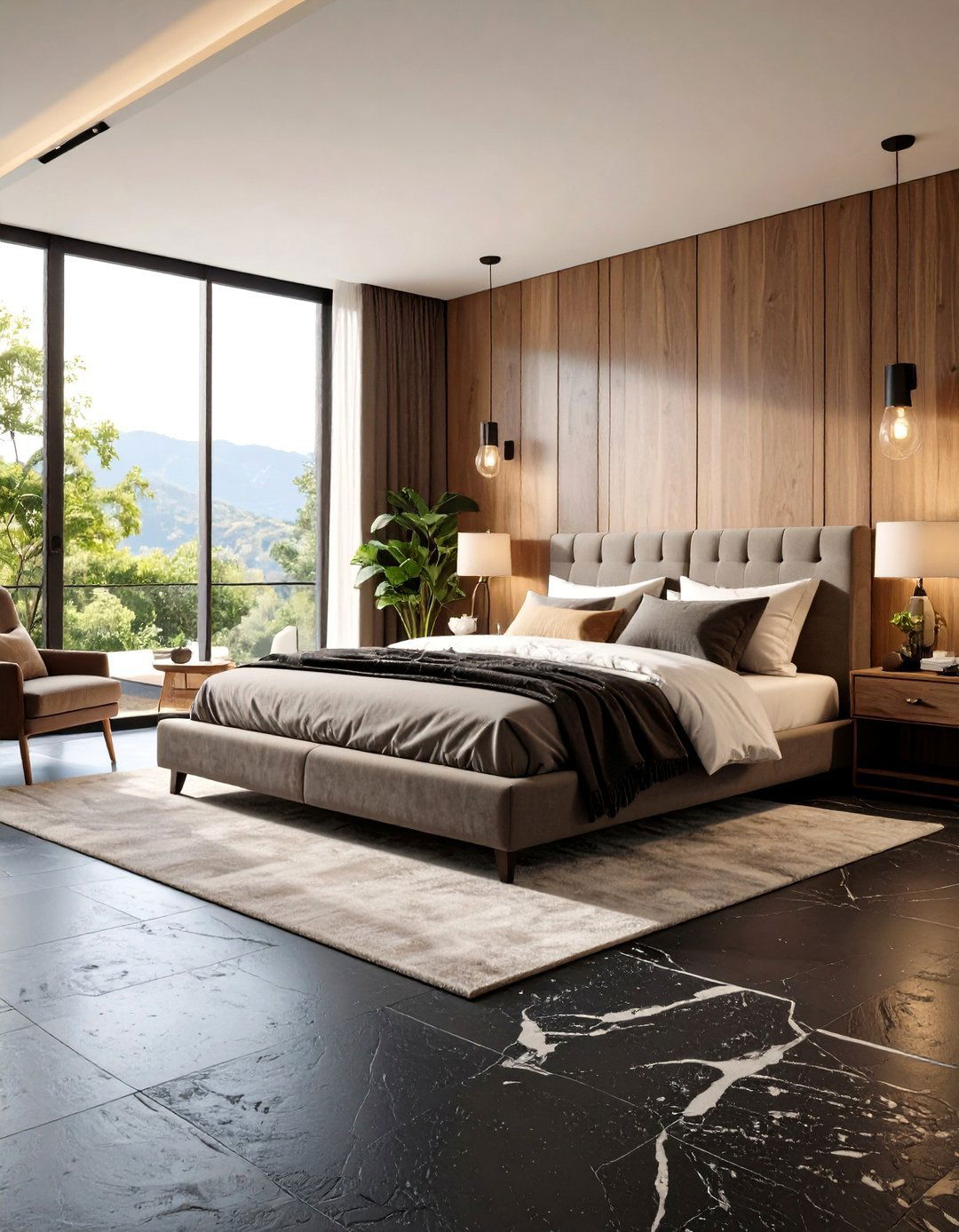 Black Travertine Bedroom Flooring - 24 Black Floor Bedroom Ideas