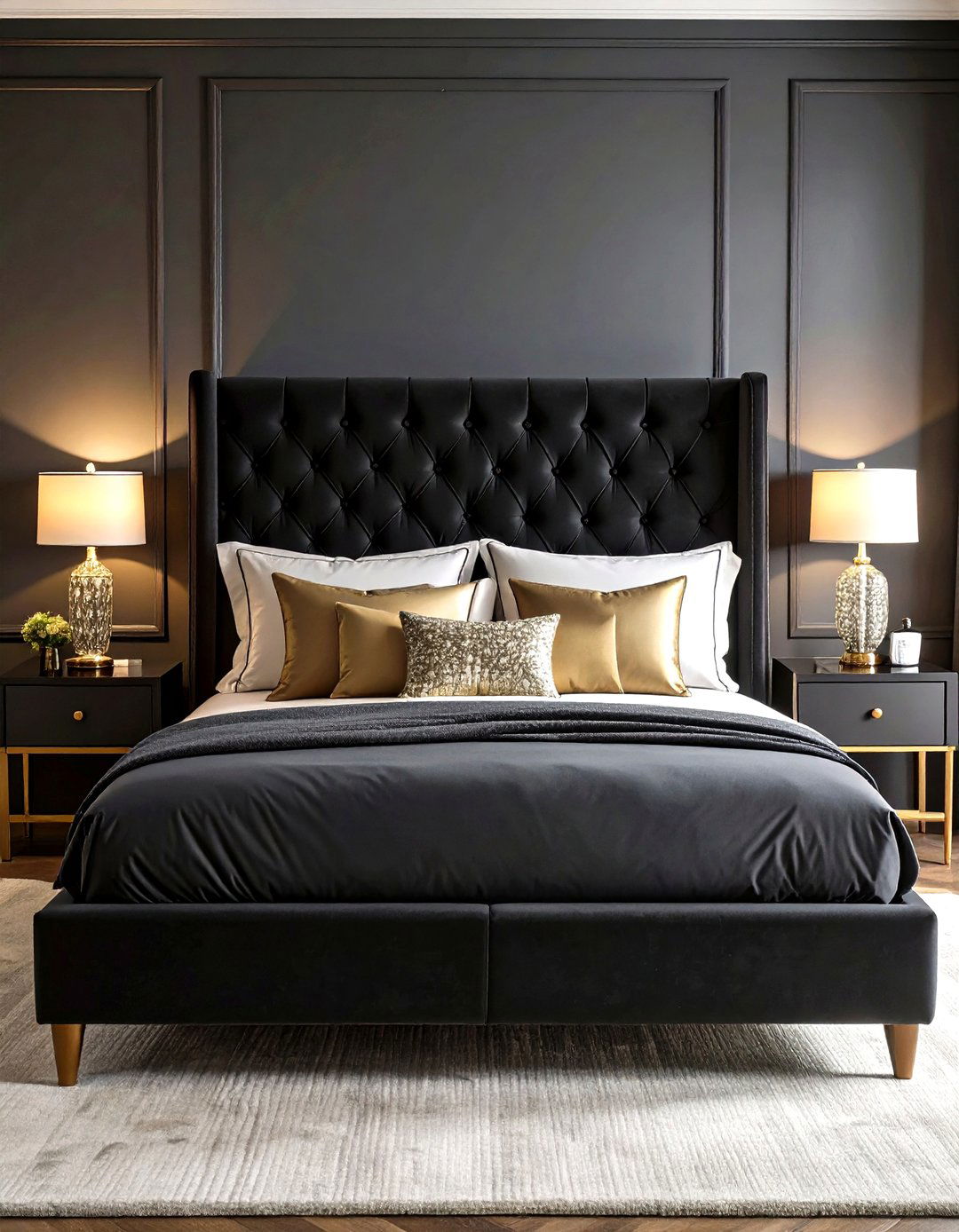 Black Tufted Velvet Bedroom - 24 Black Headboard Bedroom Ideas