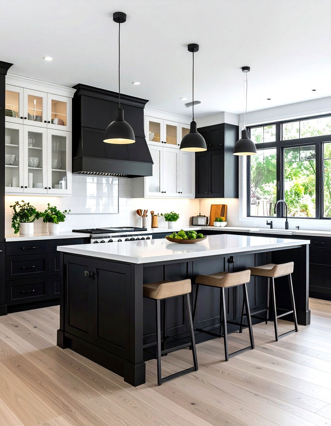 Black Two Tone Cabinets with White Upper Countertops - 24 Black Kitchen Cabinets With White Countertops