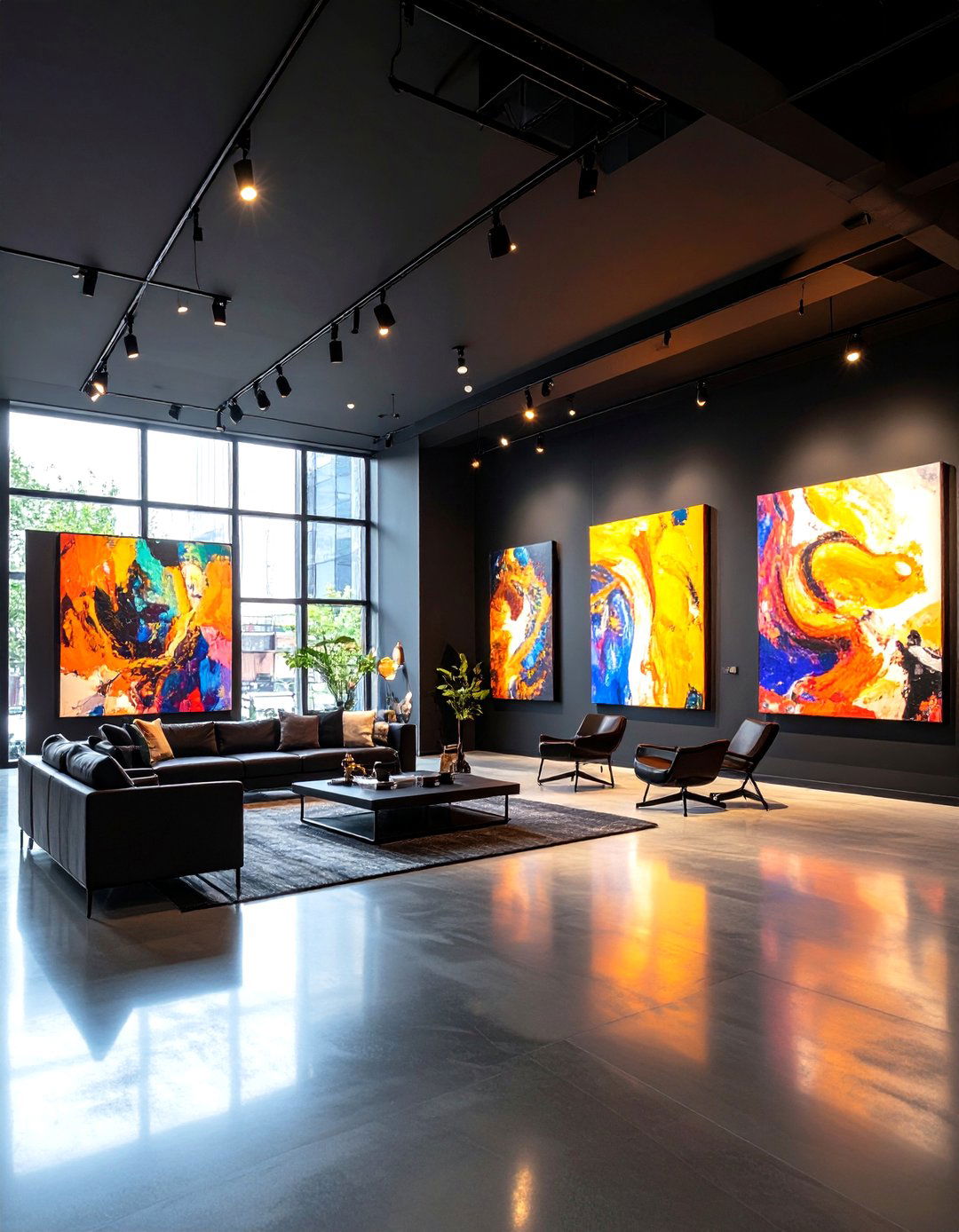 Black Urban Loft Art Cave - 24 Black Man Cave Ideas