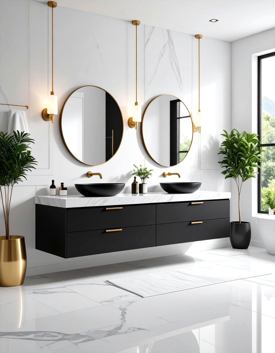 Black Vanity Statement Powder Room - 24 Black and White Powder Room Ideas