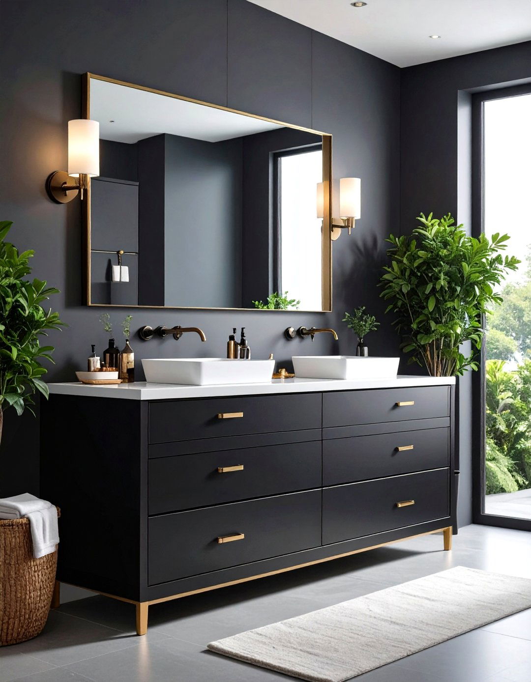 Black Vanity with Chrome Contemporary - 24 Black Vanity Bathroom Ideas