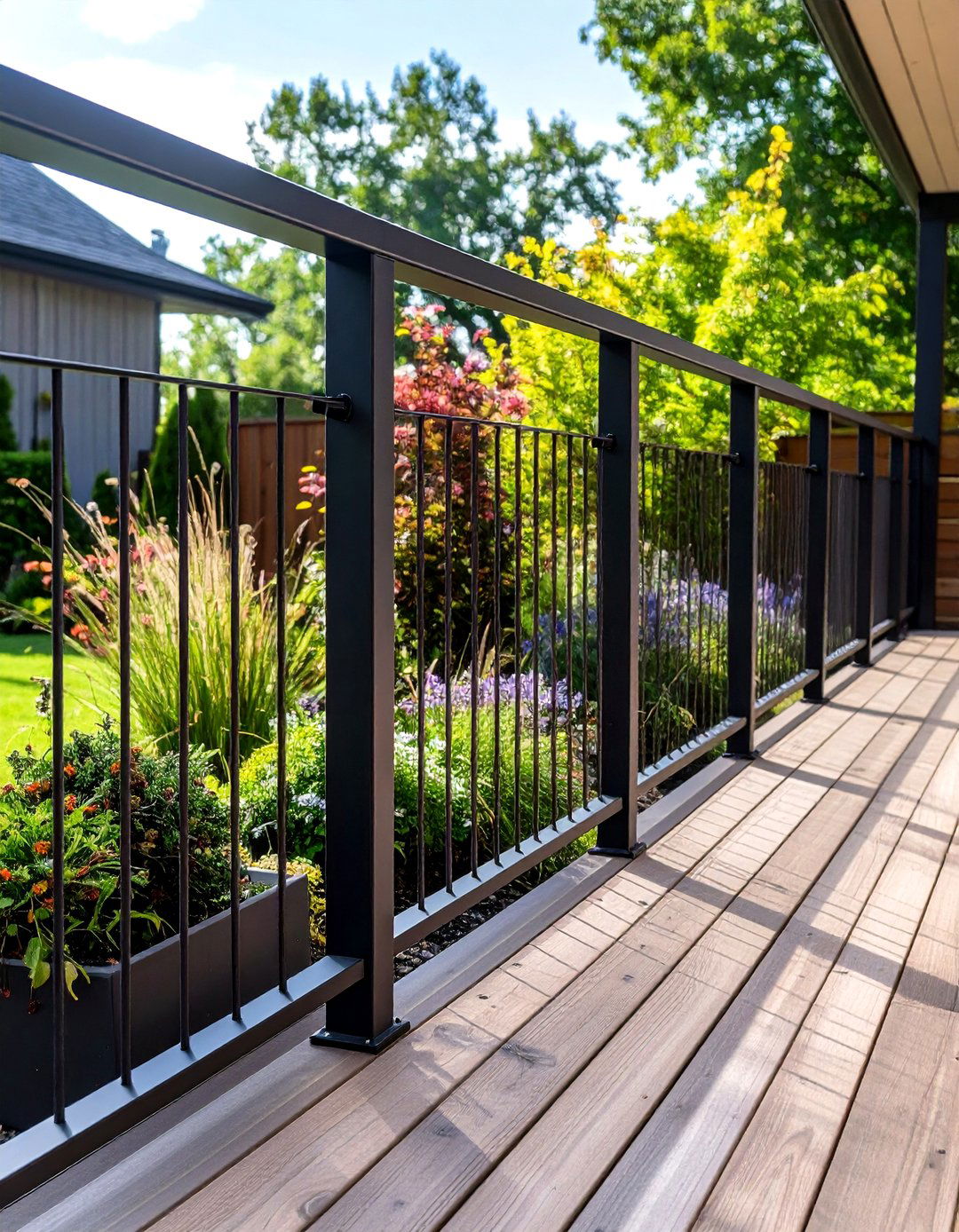 Black Vertical Cable Deck Railing Design - 24 black deck railing ideas