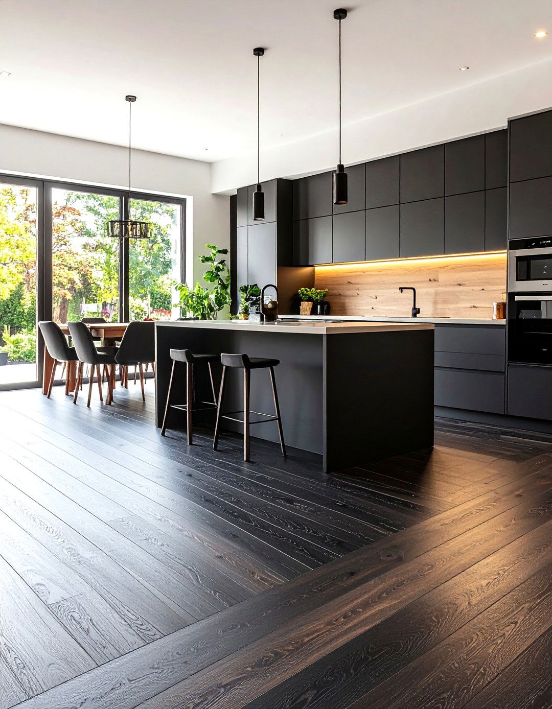Black Vinyl Luxury Plank Kitchen Flooring - 24 Black Kitchen Floor Ideas