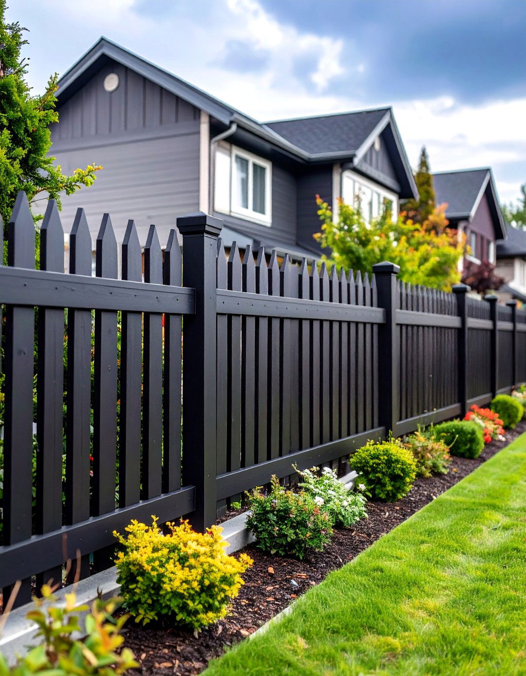Black Vinyl Picket Fence - 24 Black Fence Ideas