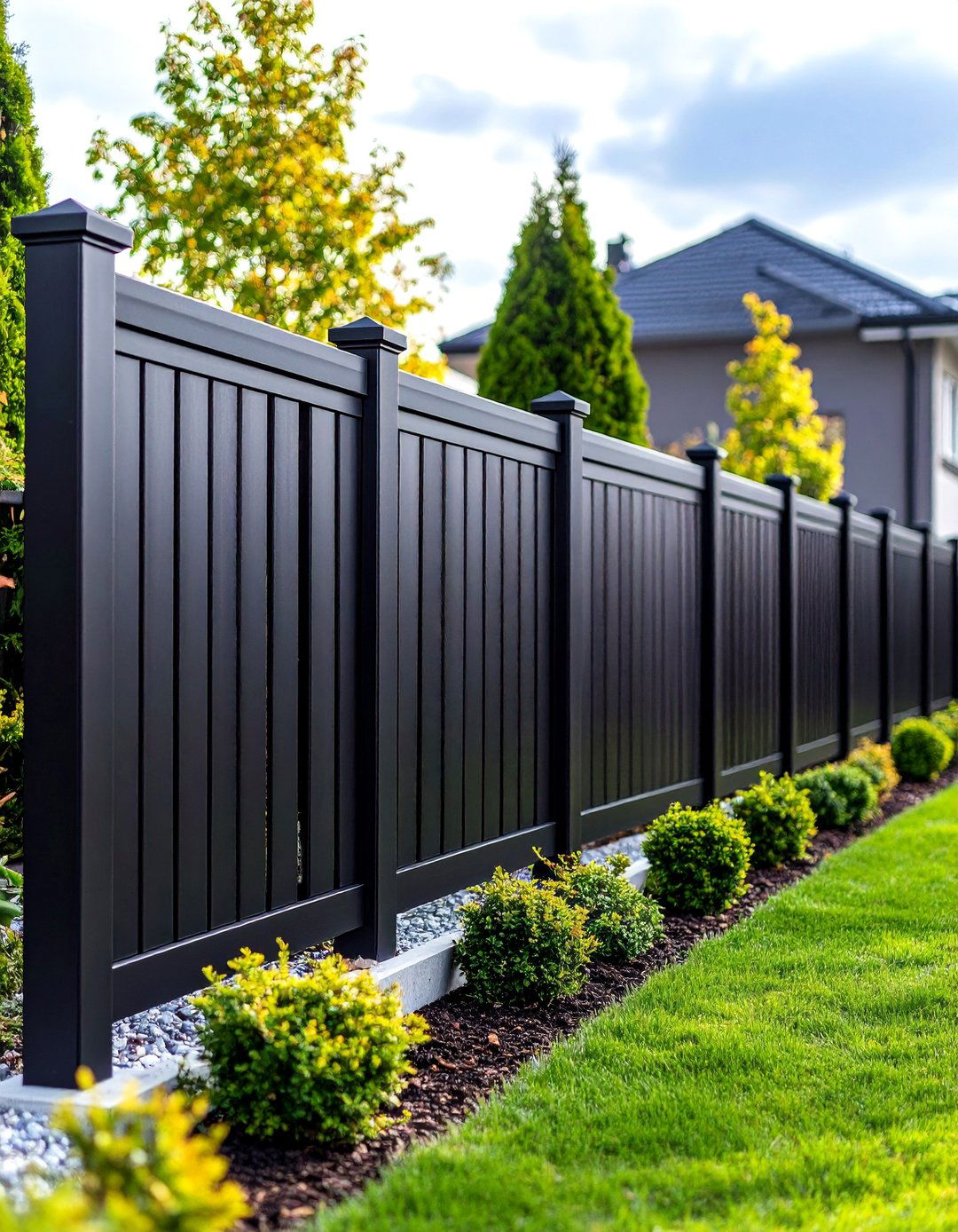 Black Vinyl Solid Privacy Fence - 24 Black Fence Ideas