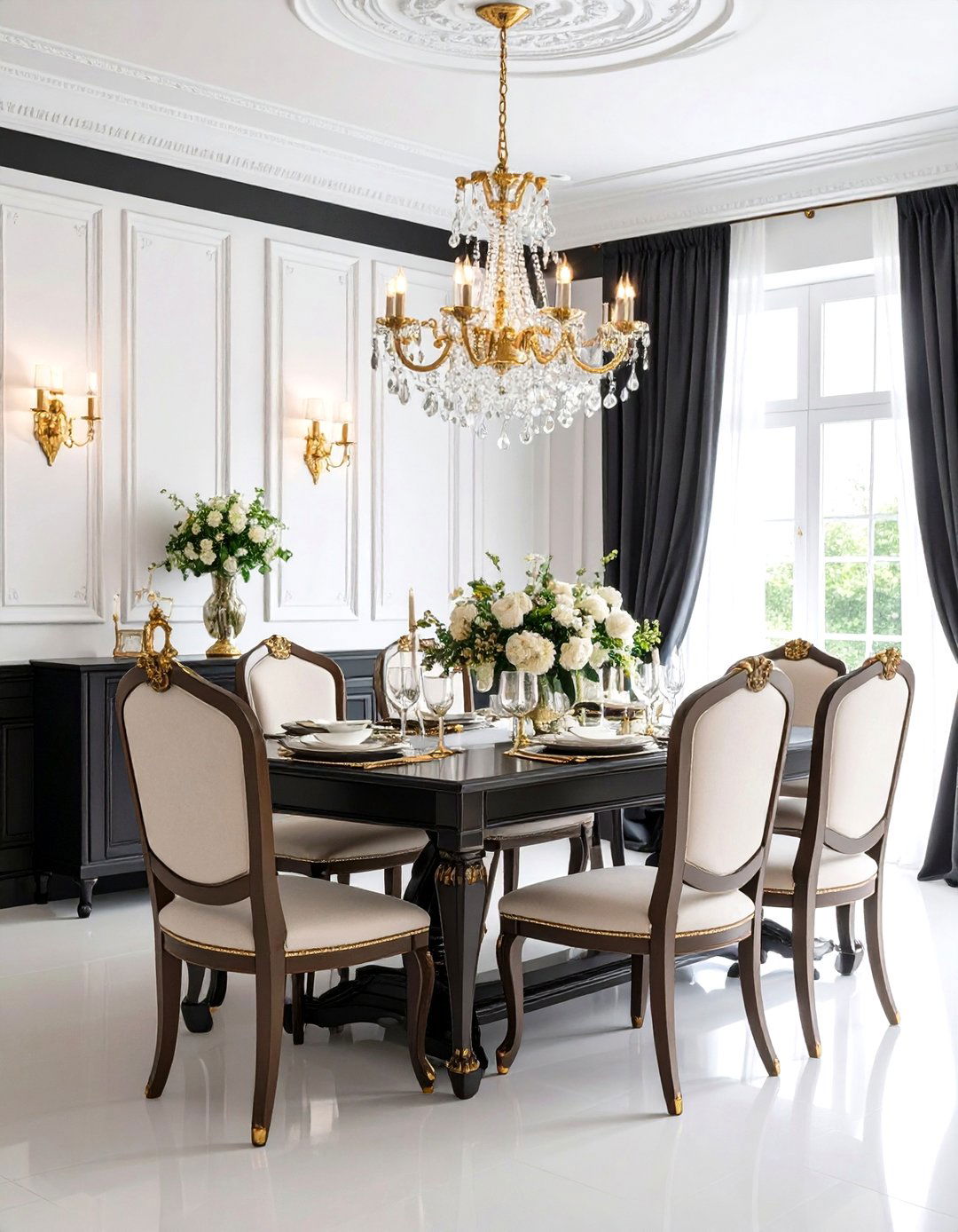 Black Wainscoting Dining Room Design - 24 Black Accent Wall Dining Room Ideas