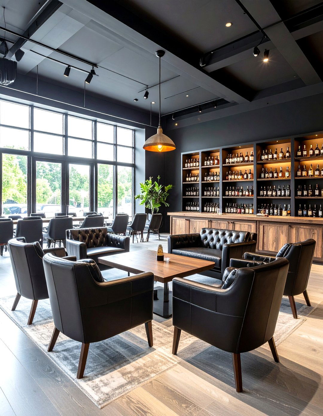 Black Whiskey Tasting Lounge - 24 Black Man Cave Ideas