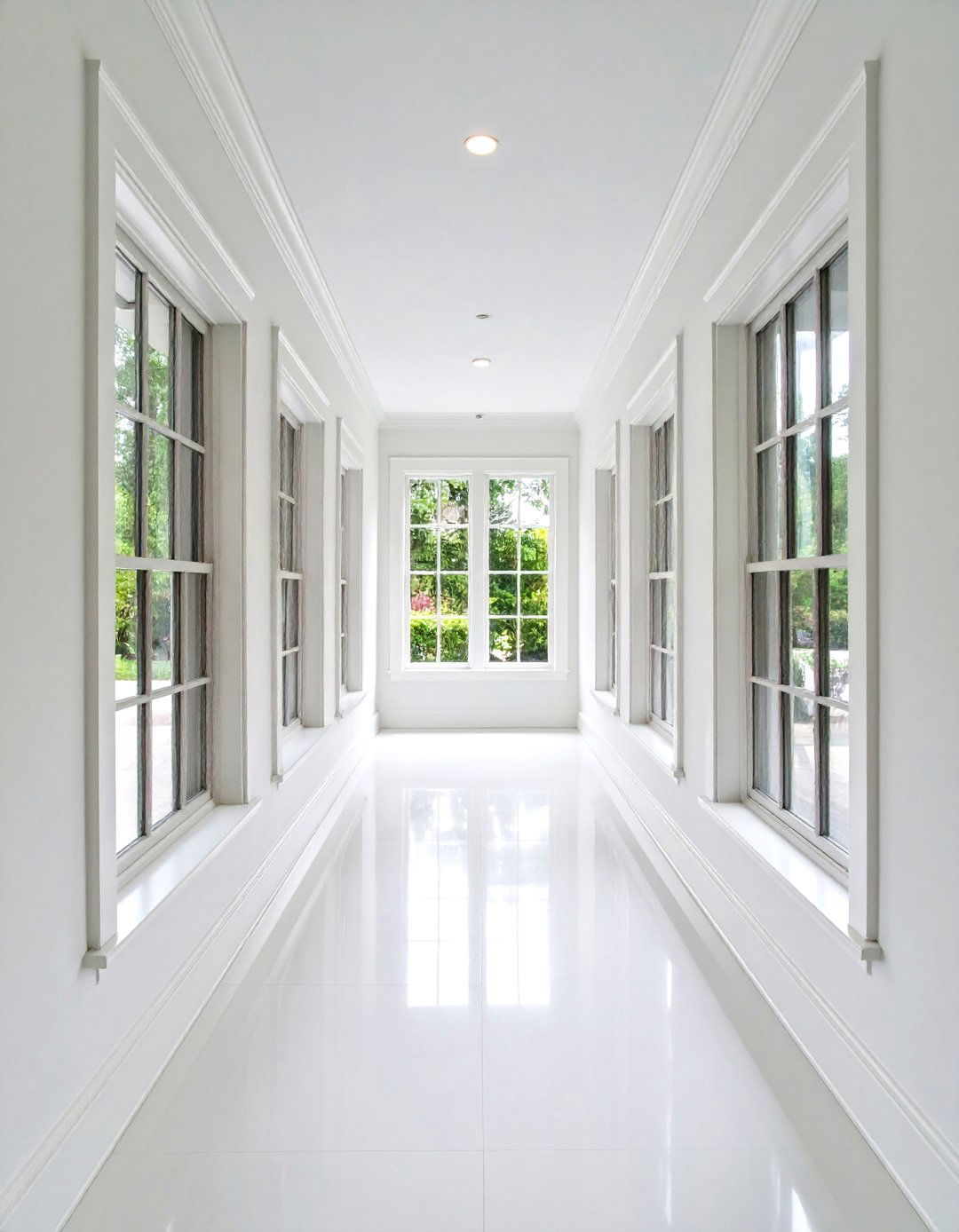 Black Window Frame Contrast - 24 Black and White Hallway Ideas