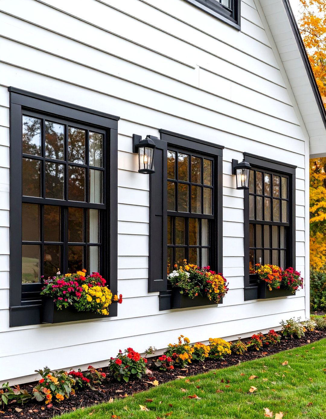 Black Window Frames with Divided Lights - 24 Black Modern Farmhouse Exterior Design Ideas