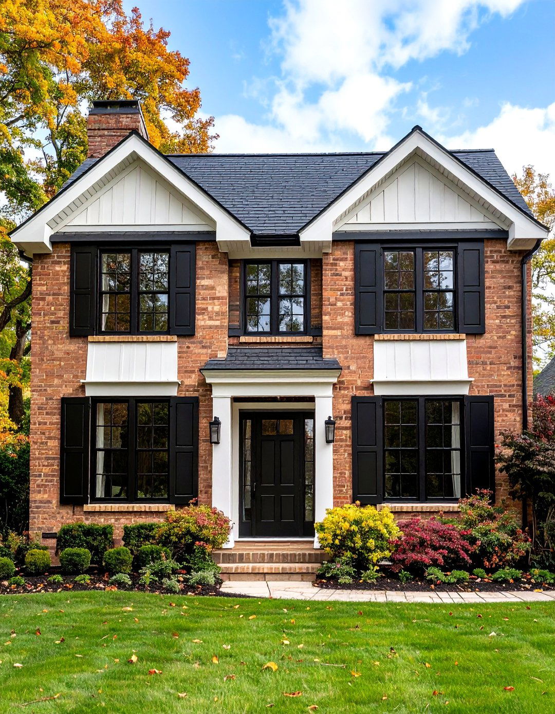 Black Window Trim Blonde Brick Design - 24 Blonde Brick House Color Schemes
