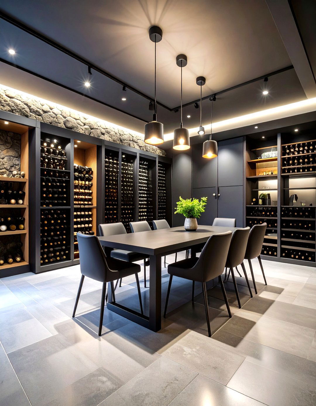 Black Wine Cellar and Tasting Room - 24 black basement ideas