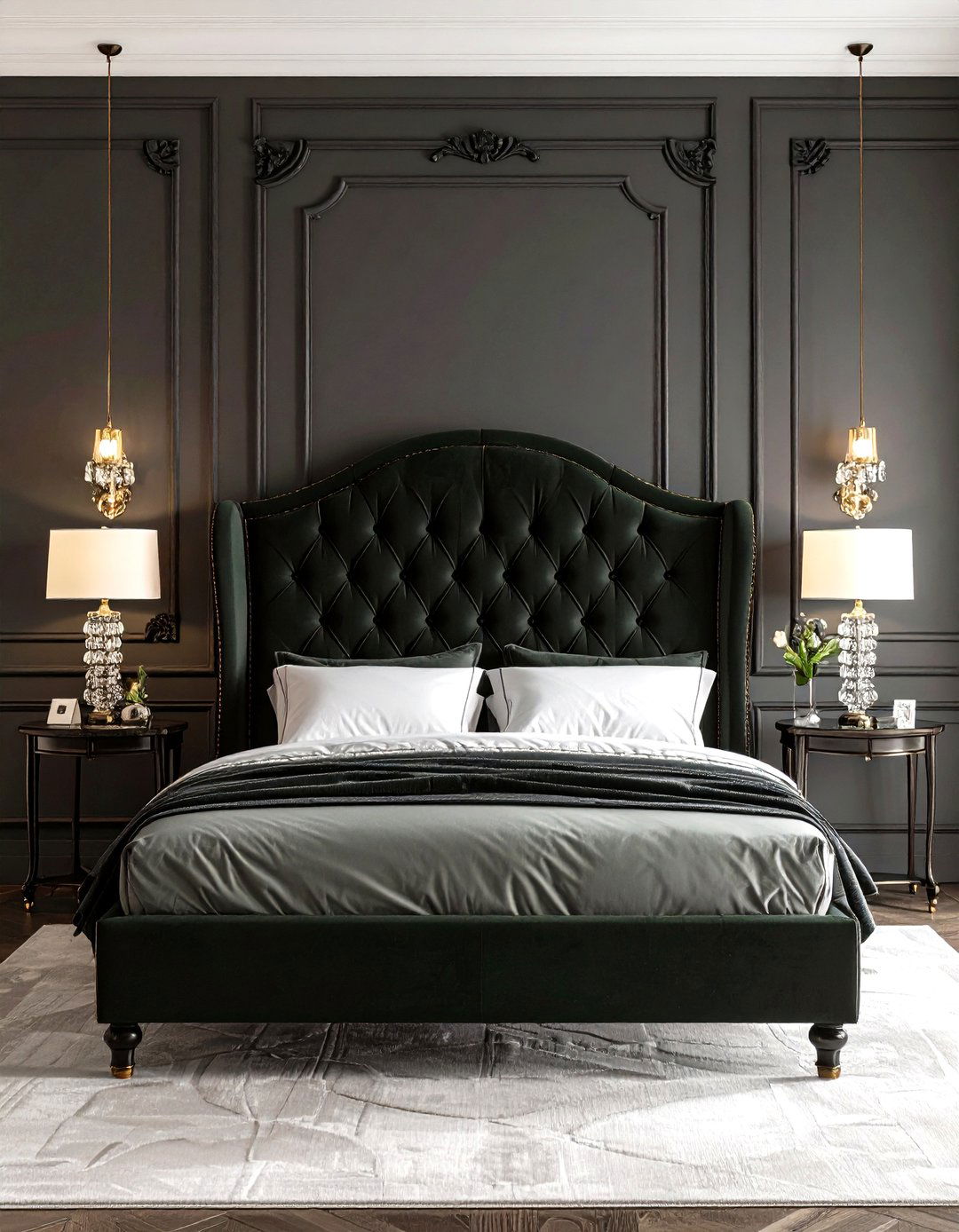 Black Wingback Traditional Headboard - 24 Black Headboard Bedroom Ideas