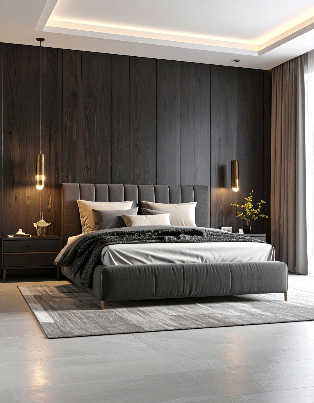 Black Wood Panel Accent Wall - 24 Black Accent Wall Bedroom Ideas