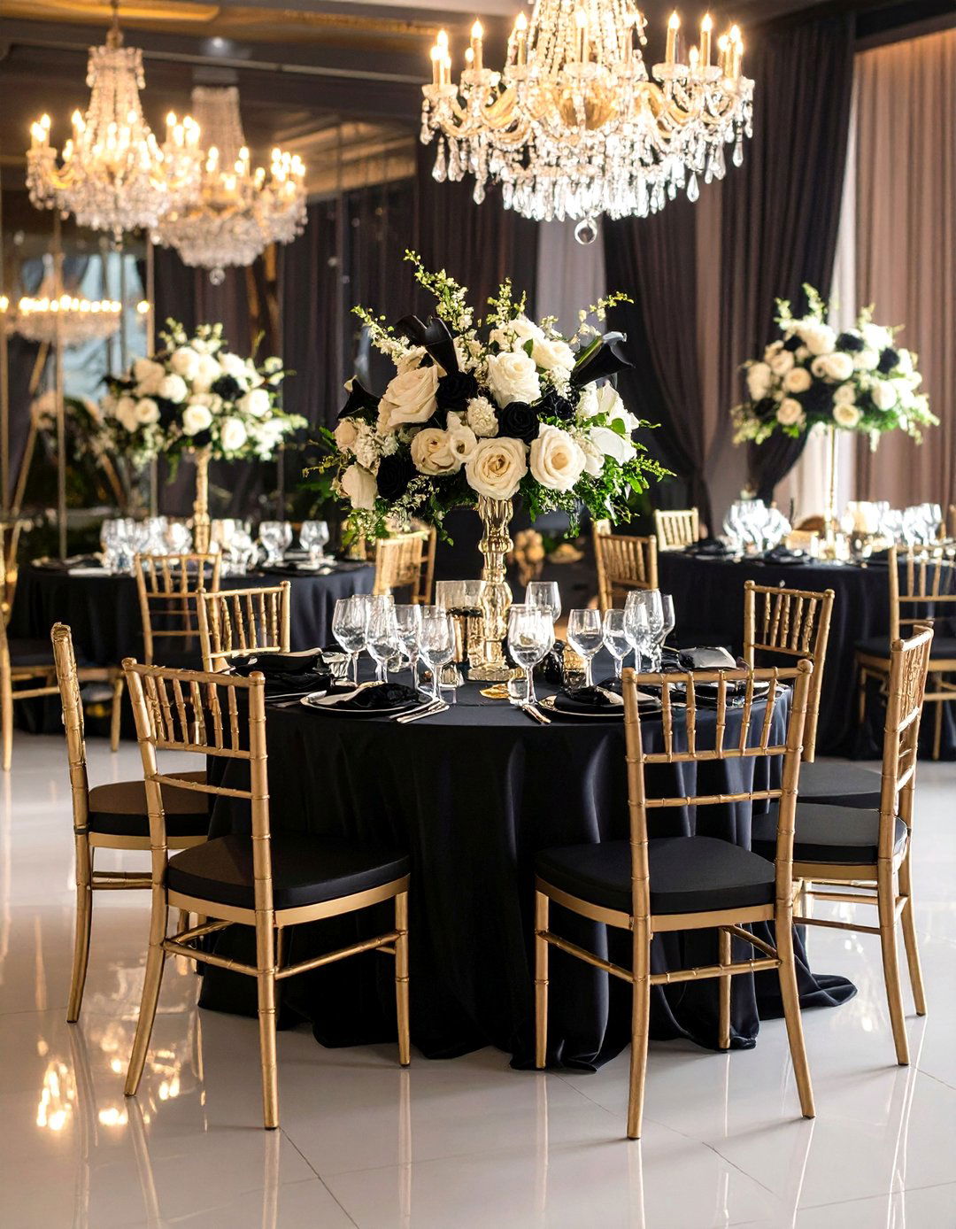 Black and Champagne Elegance Wedding - 24 Black-Themed Wedding Ideas