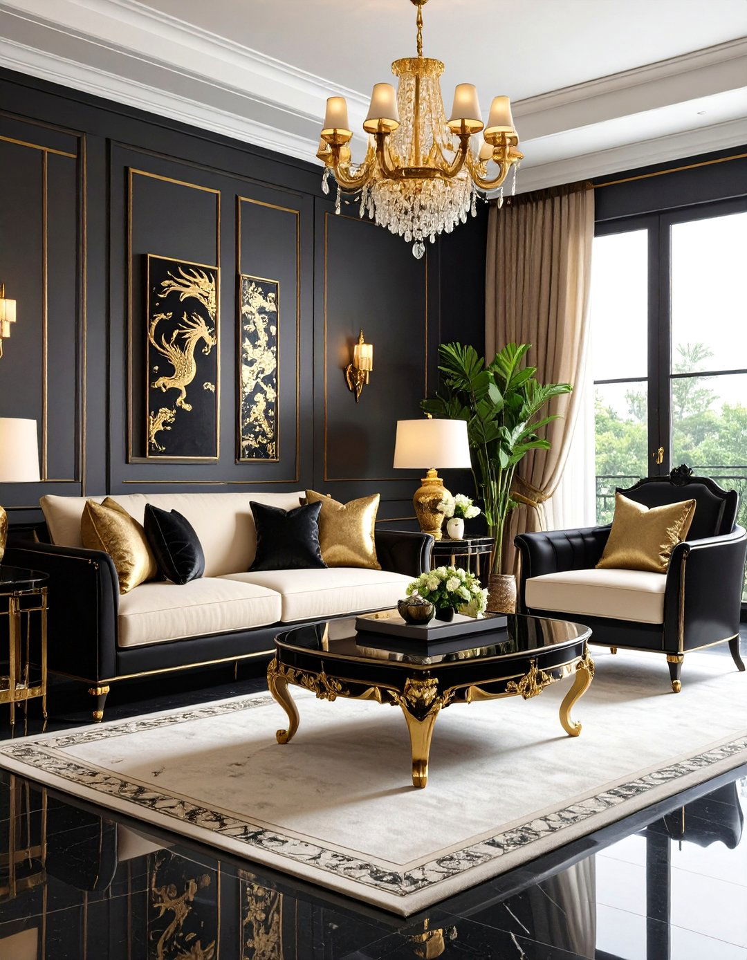 Black and Gold Chinoiserie Living Room - 24 Chinoiserie Living Room Ideas