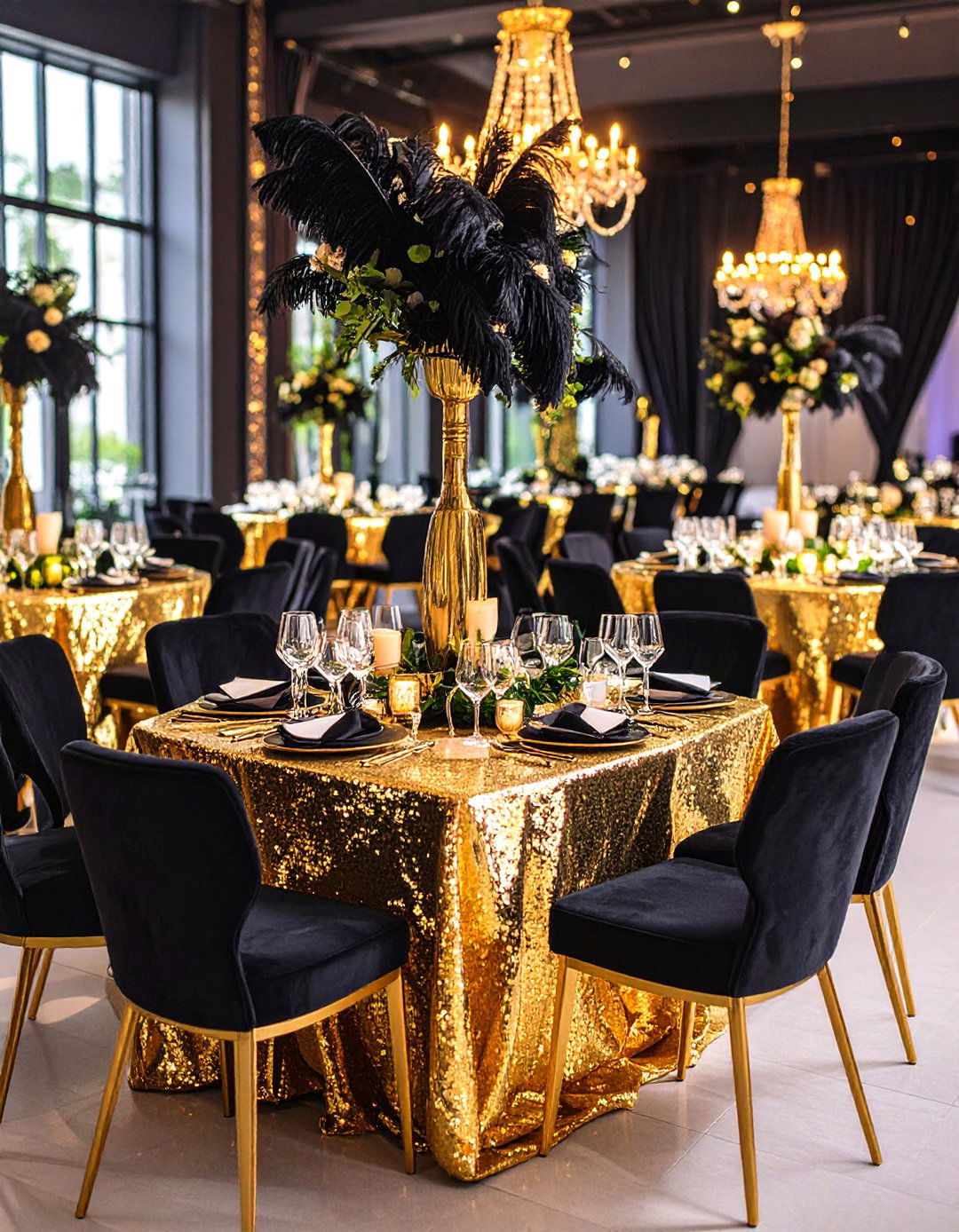 Black and Gold Glamour Wedding - 24 Black-Themed Wedding Ideas