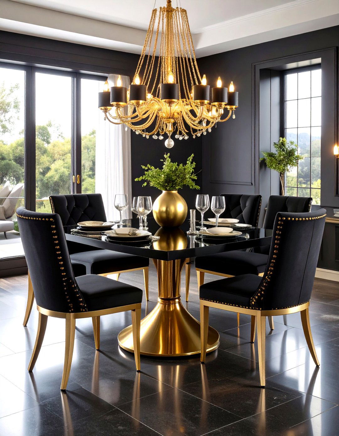 Black and Gold Glamour - 24 Glam Dining Room Ideas