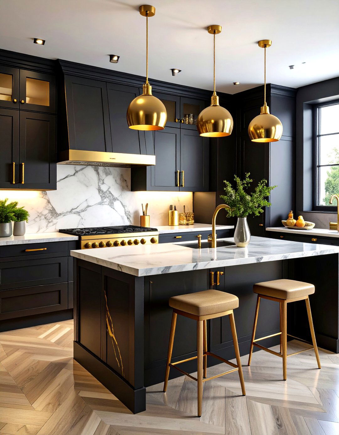 Black and Gold Kitchen with Luxurious Finishes - 24 Modern Kitchen Ideas
