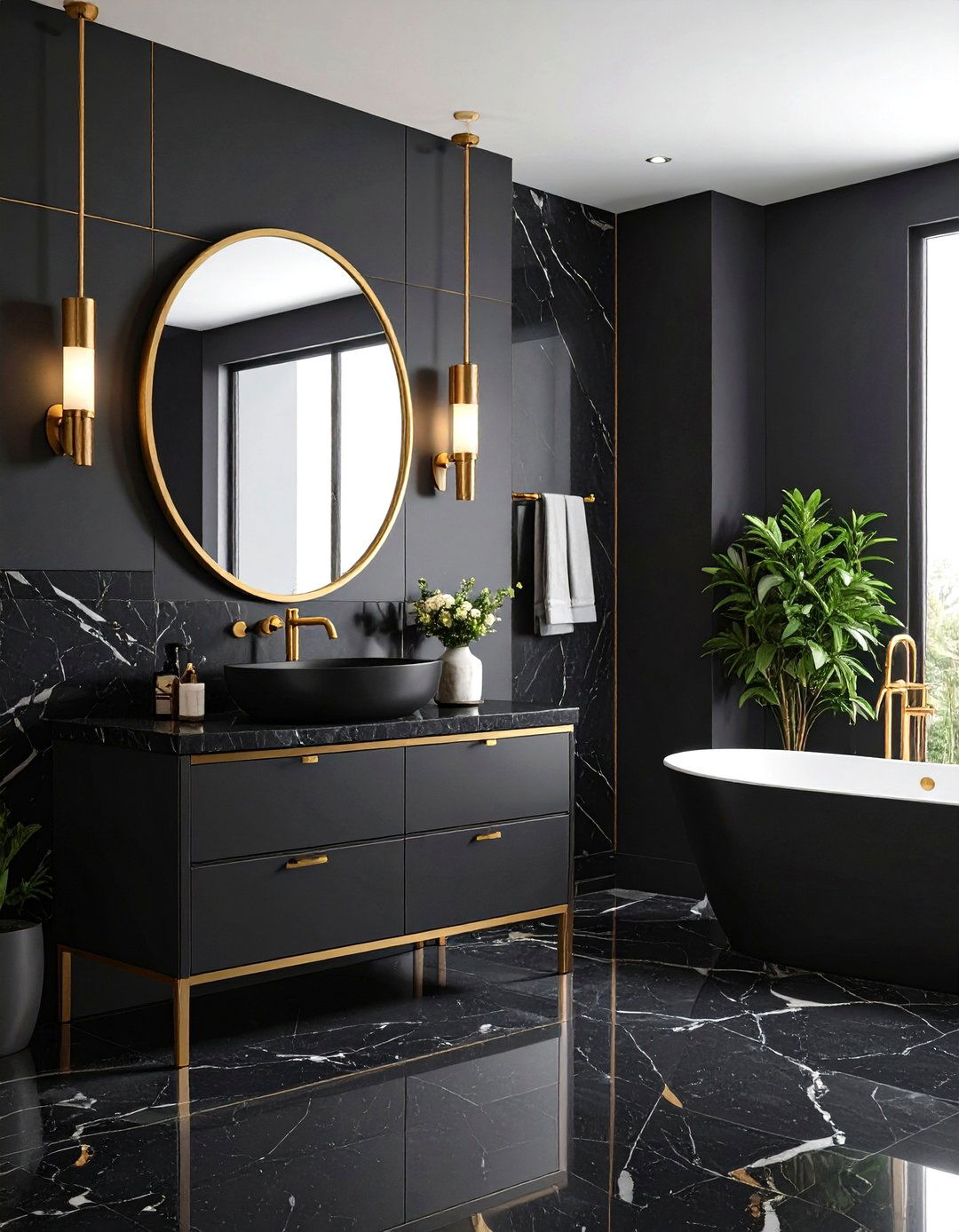 Black and Gold Luxury Bathroom Design - 24 Modern Bathroom Decor Ideas