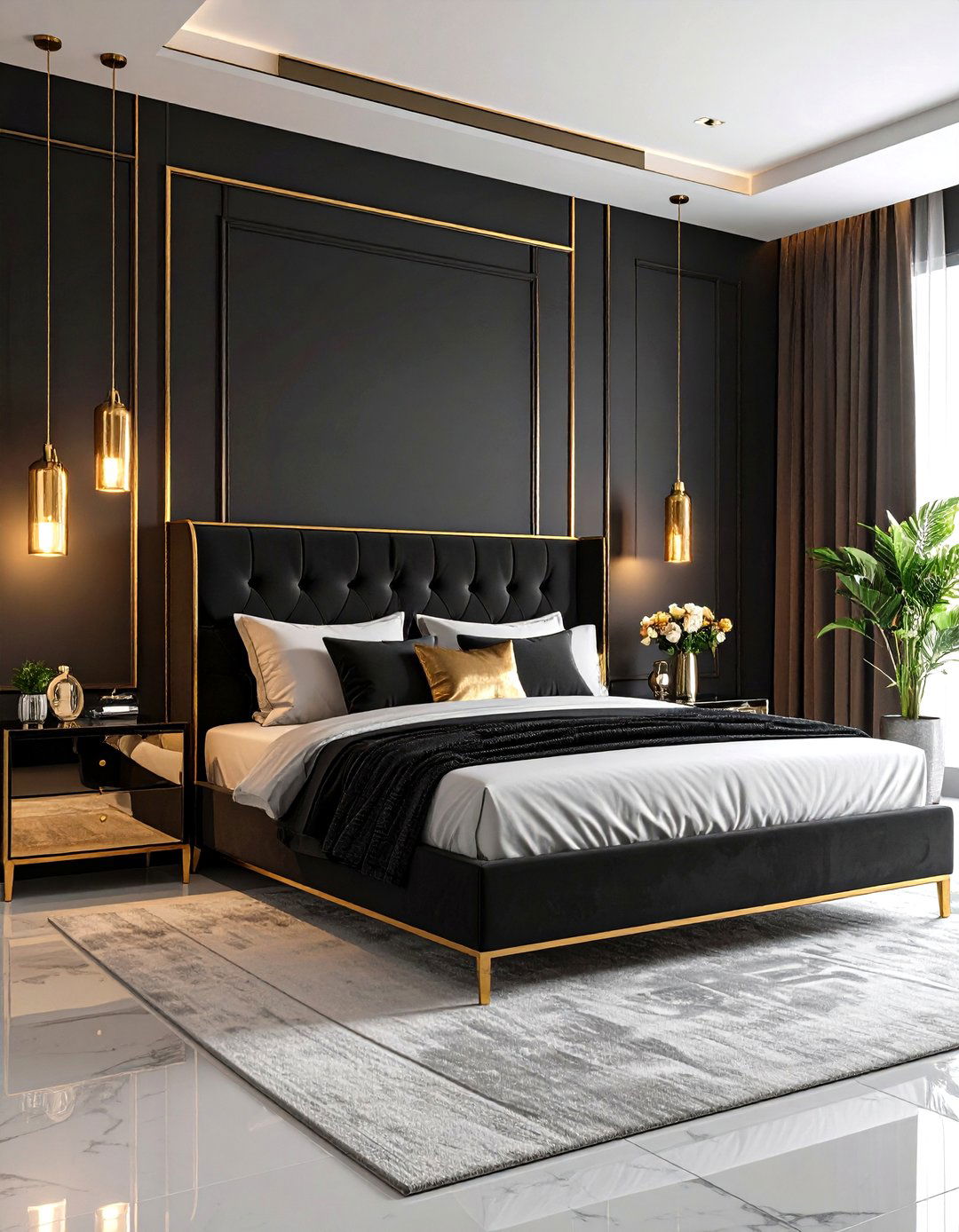 Black and Gold Luxury Suite - 24 Gold Bedroom Ideas