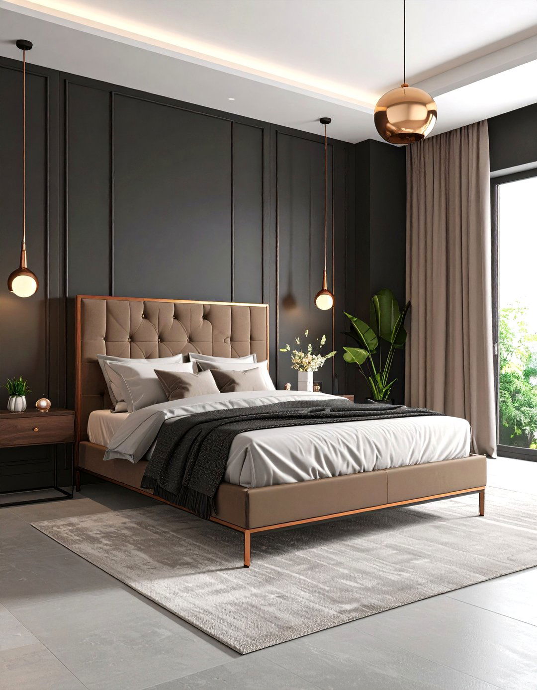 Black and Metallic Modern Fusion - 24 Black Accent Wall Bedroom Ideas