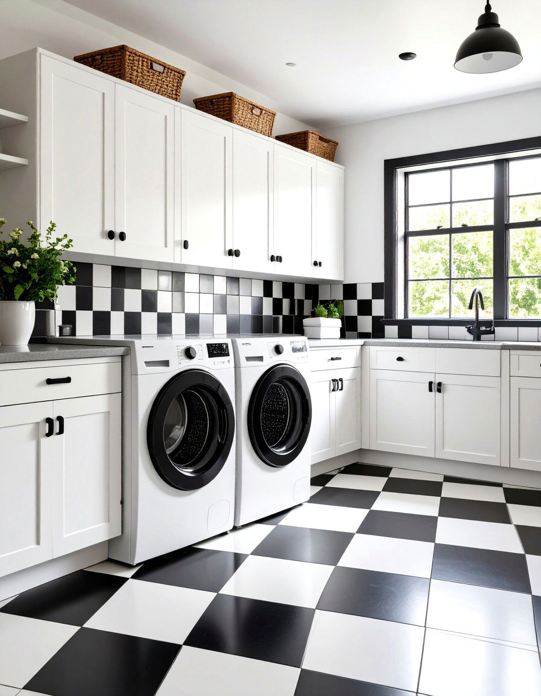 Black and White Checkerboard Pattern - 24 Laundry Room Tile Ideas