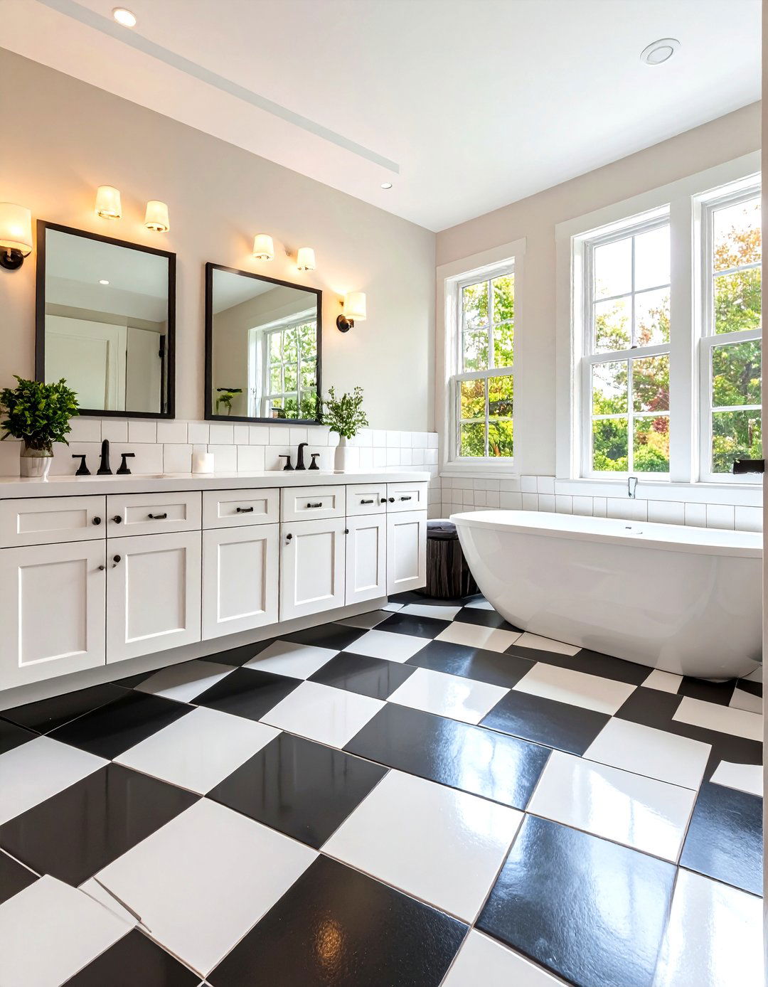 Black and White Checkerboard - 24 Small Bathroom Flooring Ideas