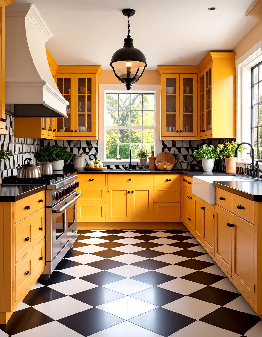 Black and White Checkered Floor Pattern - 24 Black Floor Kitchen Ideas